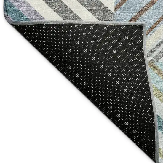 Teal Blue Lavender And Ivory Patchwork Washable Indoor Outdoor Area Rug Photo 8