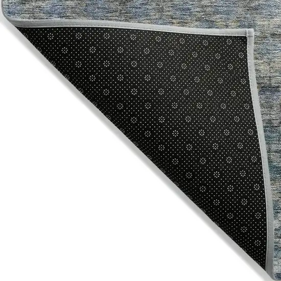 Teal Blue Light Blue And Gray Striped Washable Indoor Outdoor Area Rug Photo 4