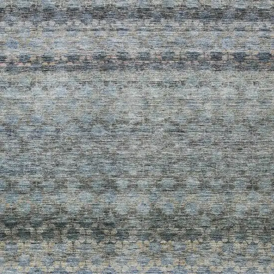 Teal Blue Light Blue And Gray Striped Washable Indoor Outdoor Area Rug Photo 6