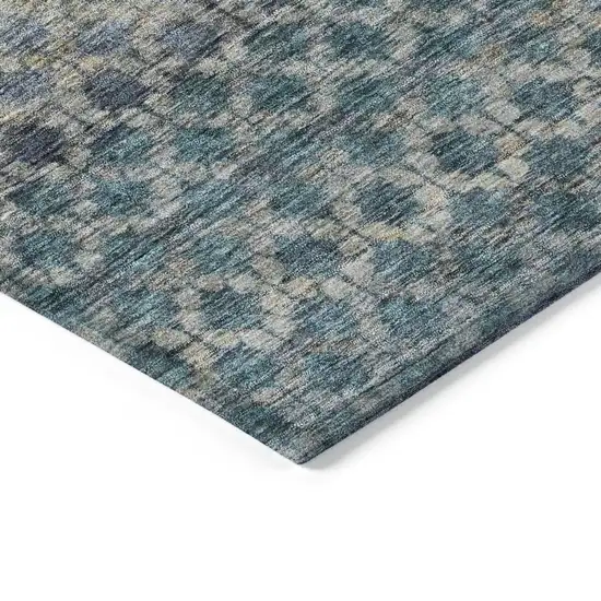 Teal Blue Light Blue And Gray Striped Washable Indoor Outdoor Area Rug Photo 5