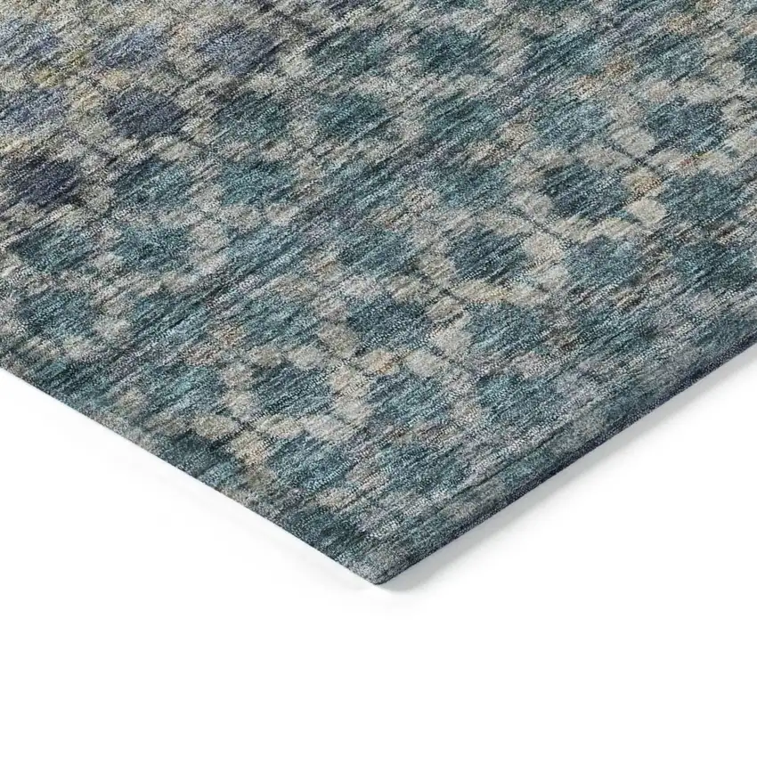 Teal Blue Light Blue And Gray Striped Washable Indoor Outdoor Area Rug Photo 5