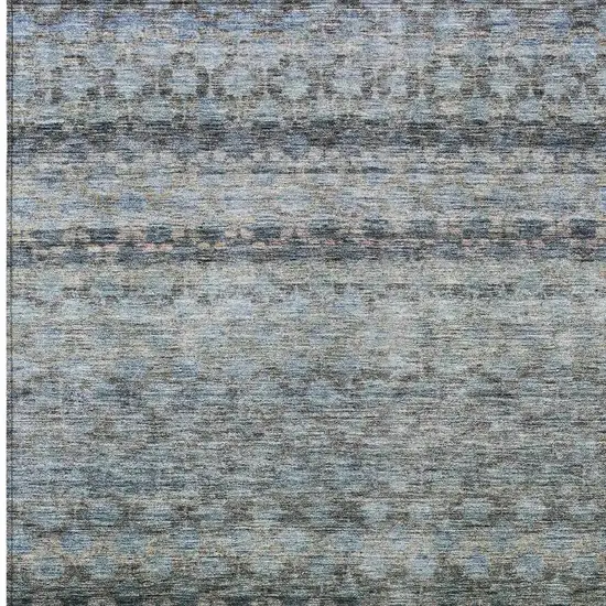 Teal Blue Light Blue And Gray Striped Washable Indoor Outdoor Area Rug Photo 6