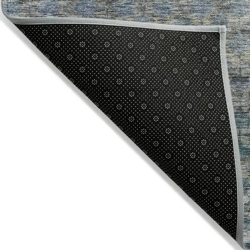 Teal Blue Light Blue And Gray Striped Washable Indoor Outdoor Area Rug Photo 4