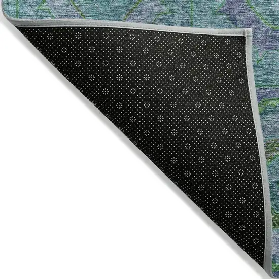 Teal Blue Lime Green And Purple Geometric Washable Indoor Outdoor Area Rug Photo 7