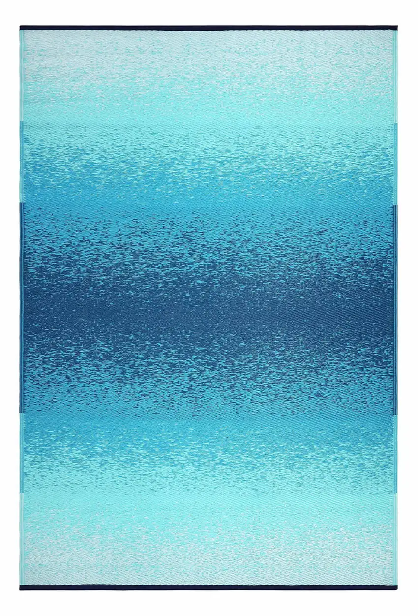 Teal Blue Machine Braided Distressed Area Rug With UV Protection Photo 5