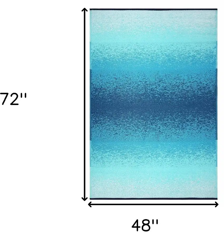 Teal Blue Machine Braided Distressed Area Rug With UV Protection Photo 3