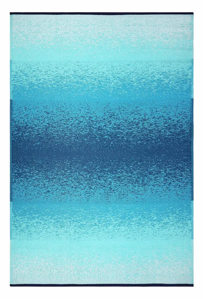 Teal Blue Machine Braided Distressed Area Rug With UV Protection Photo 2