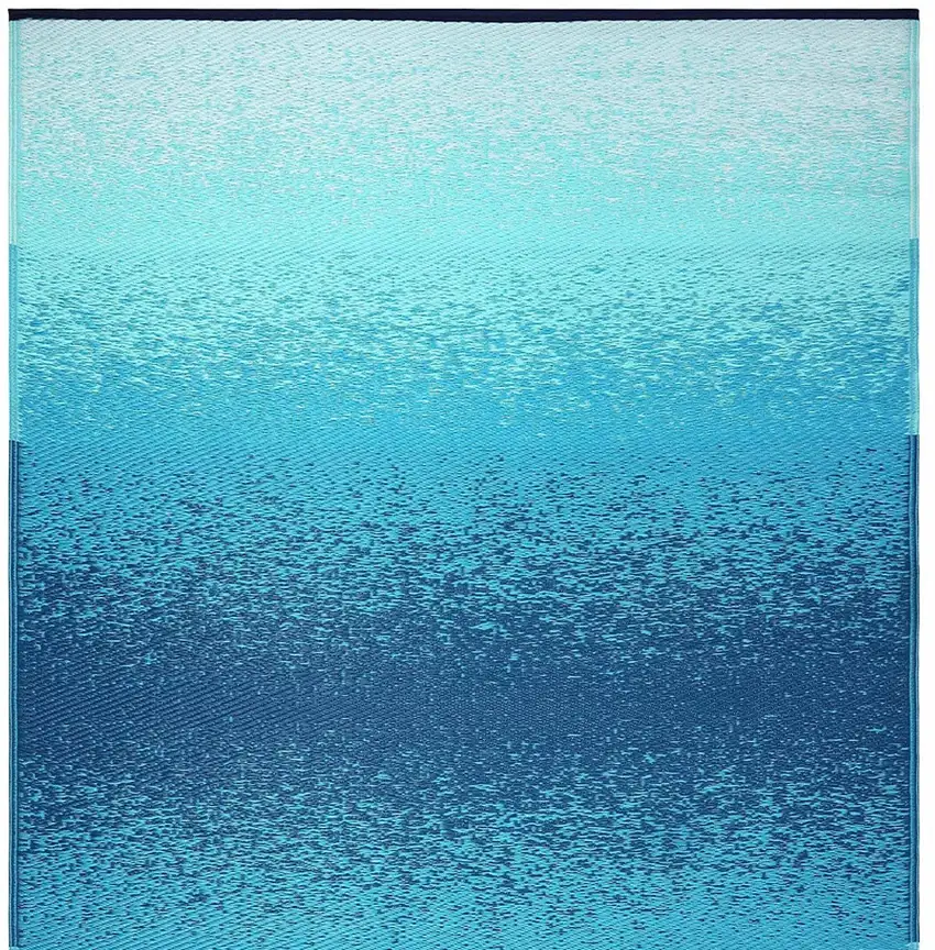 Teal Blue Machine Braided Distressed Area Rug With UV Protection Photo 5