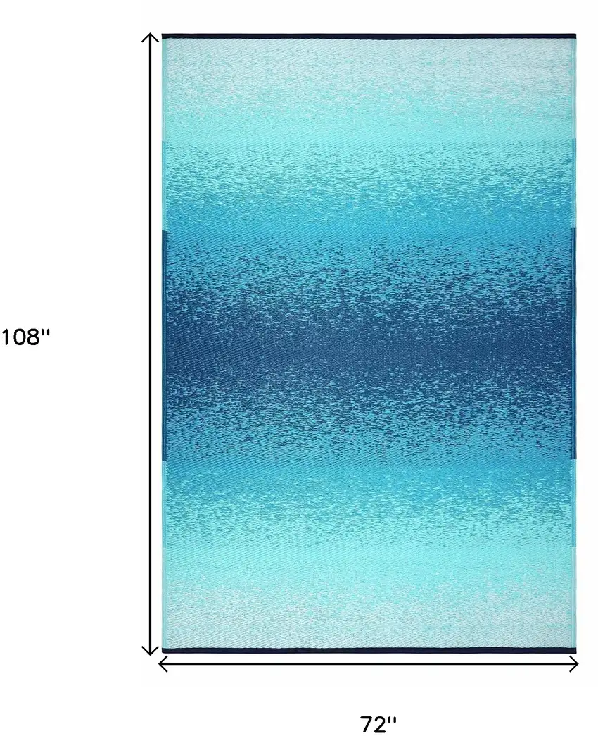 Teal Blue Machine Braided Distressed Area Rug With UV Protection Photo 3