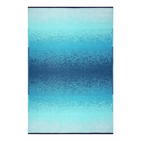 Teal Blue Machine Braided Distressed Area Rug With UV Protection Photo 2