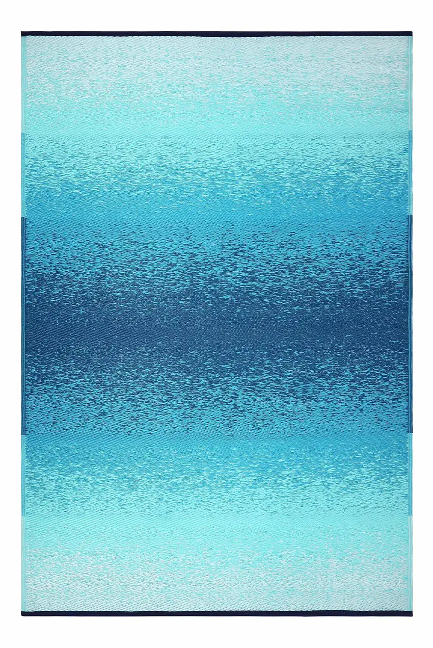 Teal Blue Machine Braided Distressed Area Rug With UV Protection Photo 2