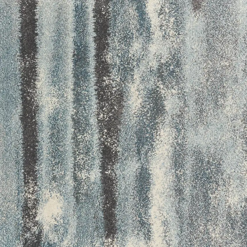 Teal Blue And White Abstract Area Rug Photo 7