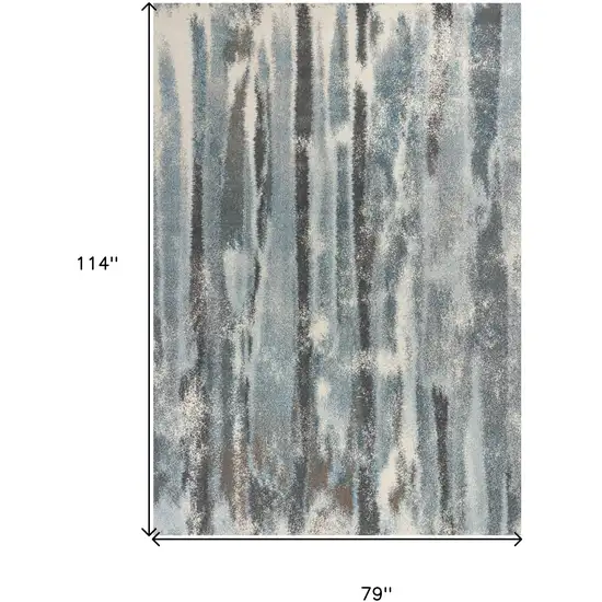 Teal Blue And White Abstract Area Rug Photo 3