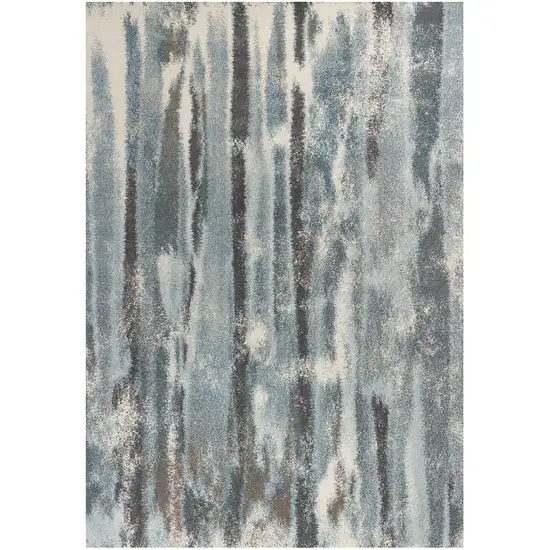 Teal Blue And White Abstract Area Rug Photo 2
