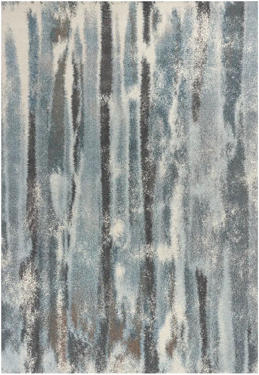 7'X10' Teal Blue Machine Woven Abstract Stripes Indoor Area Rug Photo 2