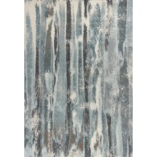 Teal Blue And White Abstract Area Rug Photo 6