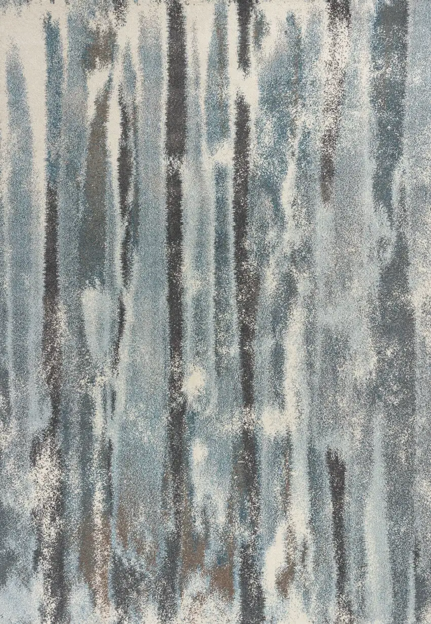 Teal Blue And White Abstract Area Rug Photo 6