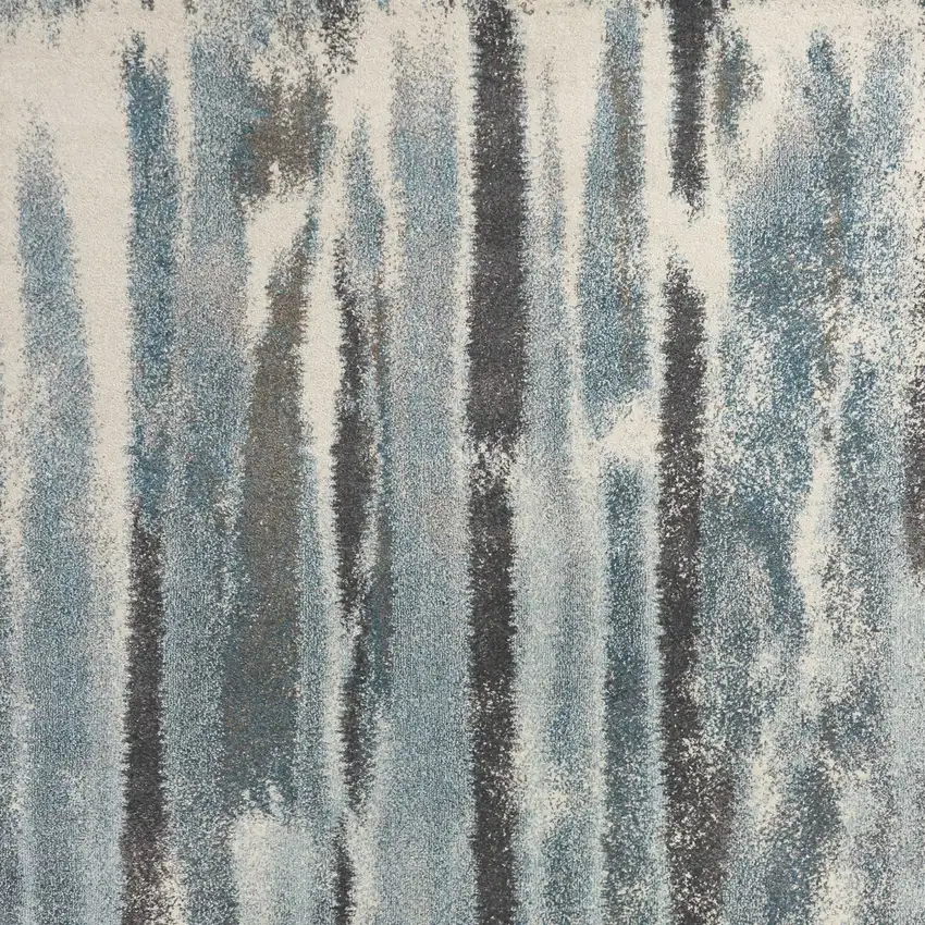 Teal Blue And White Abstract Area Rug Photo 8