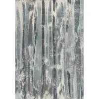 Photo of Teal Blue Machine Woven Abstract Stripes Indoor Area Rug