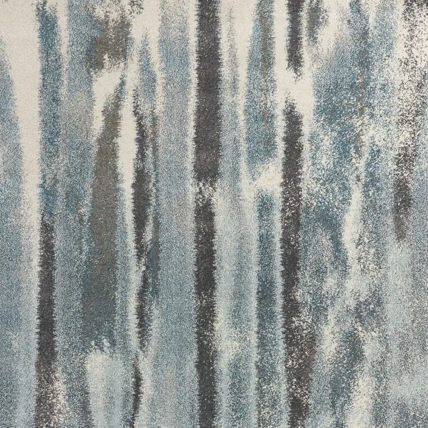 Teal Blue And White Abstract Area Rug Photo 4