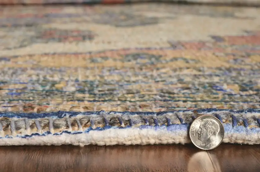 Teal Blue Machine Woven Diamond Medallion Indoor Area Rug Photo 7
