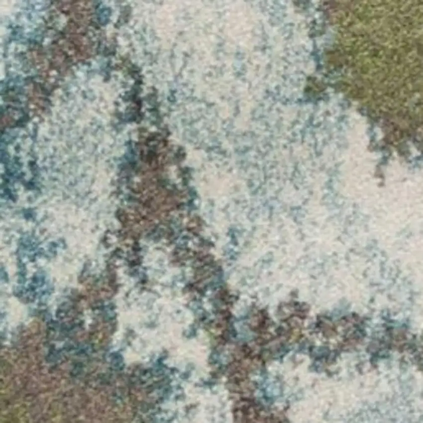 Teal Blue Green And White Floral Vines Area Rug Photo 8
