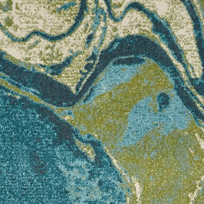 7'X10' Teal Blue Machine Woven Marble Indoor Area Rug Photo 6