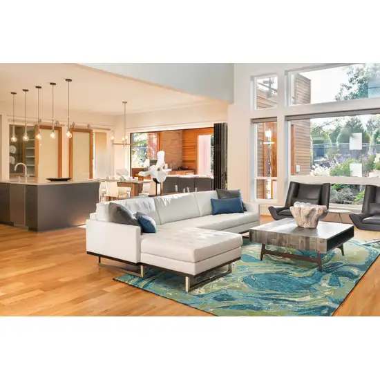 Teal Blue Machine Woven Marble Indoor Area Rug Photo 9