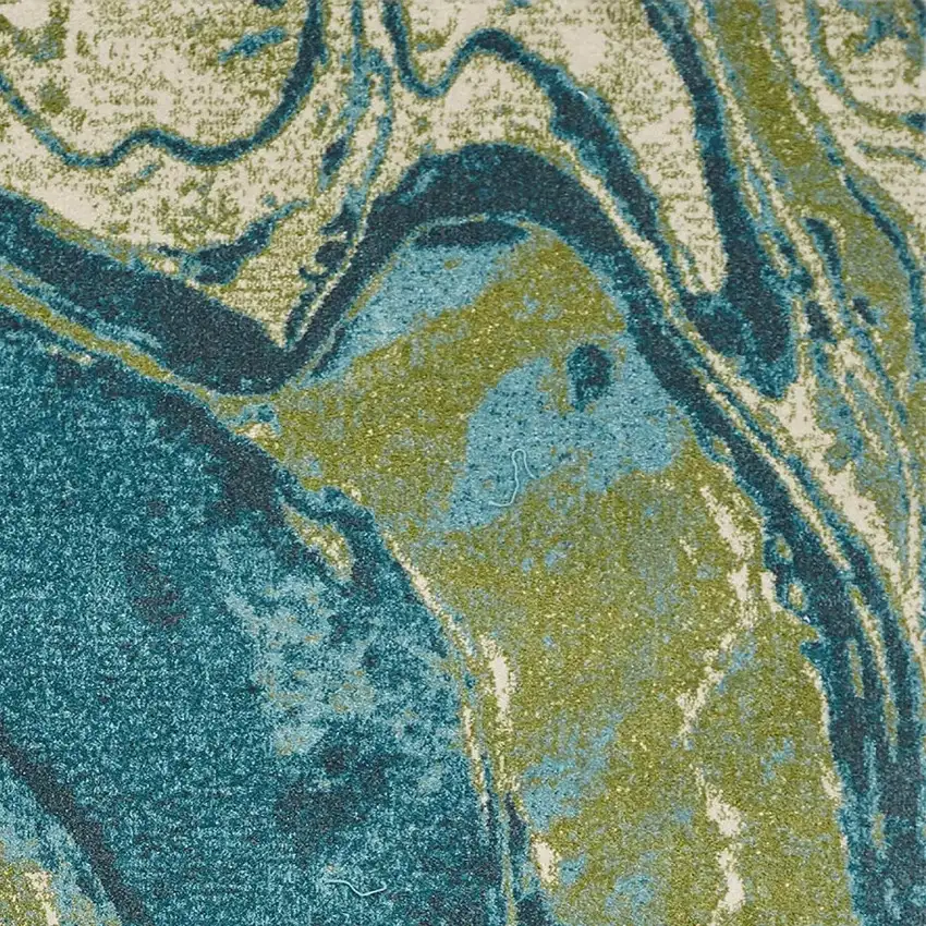 Teal Blue Machine Woven Marble Indoor Area Rug Photo 8