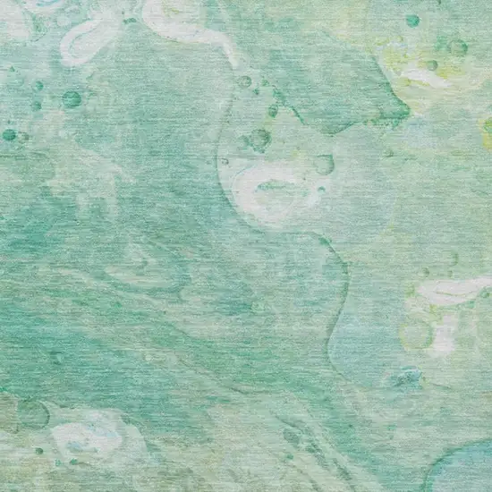 Teal Blue Mint Green And Ivory Abstract Washable Indoor Outdoor Area Rug Photo 3