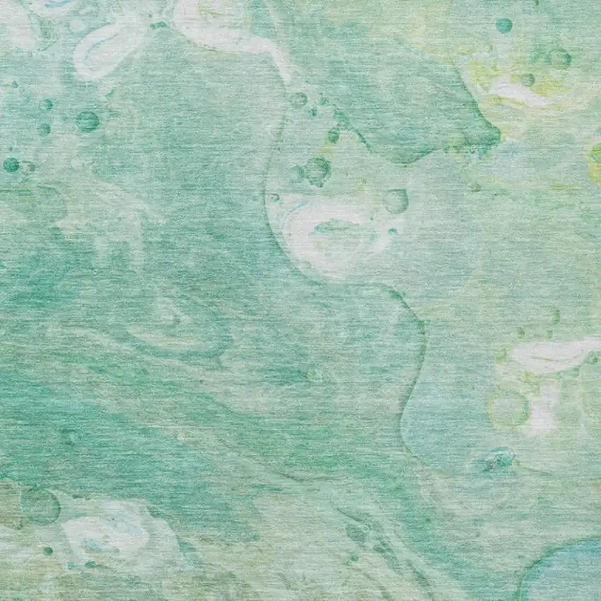 Teal Blue Mint Green And Ivory Abstract Washable Indoor Outdoor Area Rug Photo 3