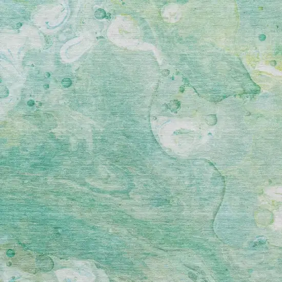 Teal Blue Mint Green And Ivory Abstract Washable Indoor Outdoor Area Rug Photo 3