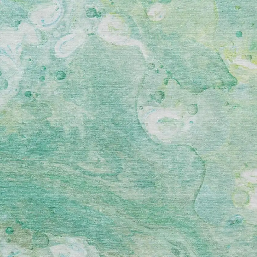 Teal Blue Mint Green And Ivory Abstract Washable Indoor Outdoor Area Rug Photo 3