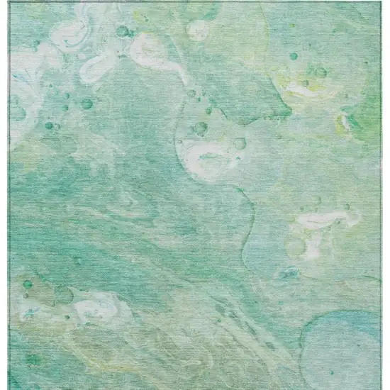 Teal Blue Mint Green And Ivory Abstract Washable Indoor Outdoor Area Rug Photo 7