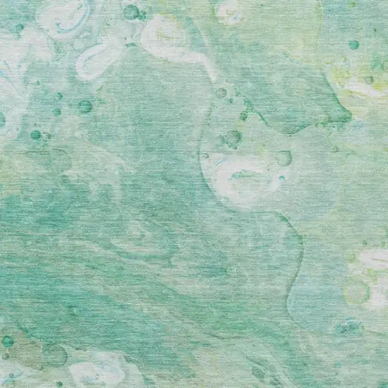 Teal Blue Mint Green And Ivory Abstract Washable Indoor Outdoor Area Rug Photo 3