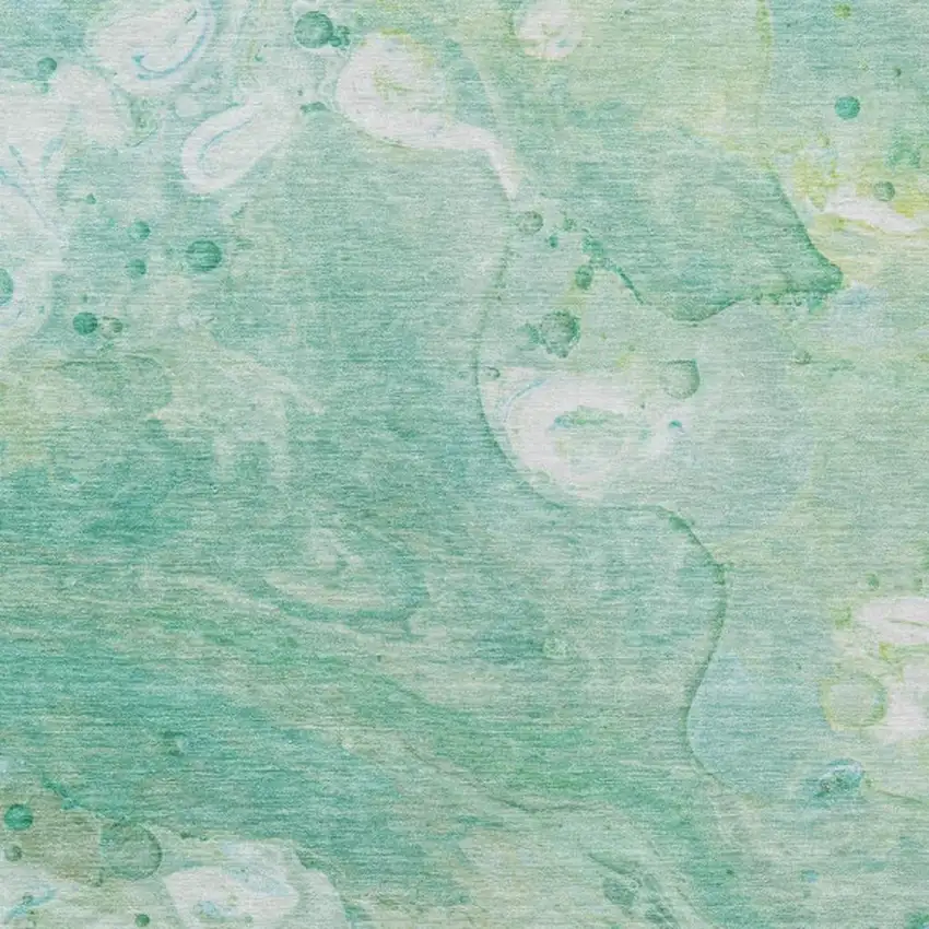 Teal Blue Mint Green And Ivory Abstract Washable Indoor Outdoor Area Rug Photo 3