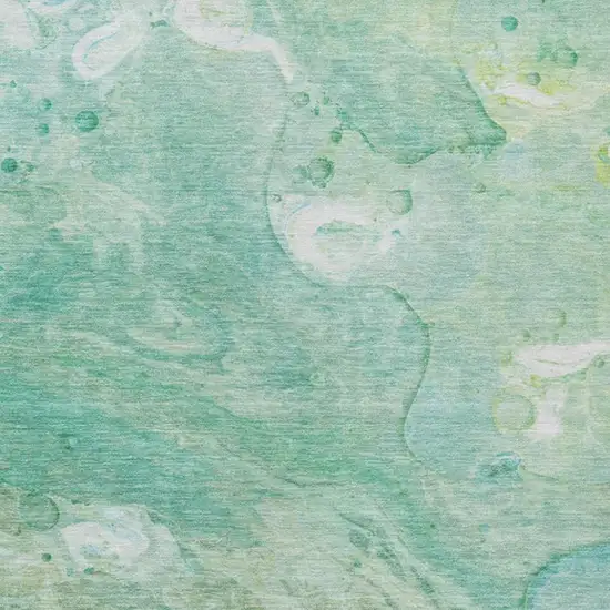 Teal Blue Mint Green And Ivory Abstract Washable Indoor Outdoor Area Rug Photo 3