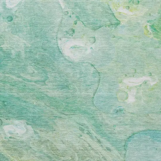Teal Blue Mint Green And Ivory Abstract Washable Indoor Outdoor Area Rug Photo 3