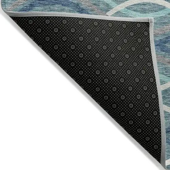 Teal Blue Navy Blue And Gray Abstract Washable Indoor Outdoor Area Rug Photo 2