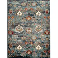 Photo of Teal Blue Oriental Power Loom Area Rug With Fringe