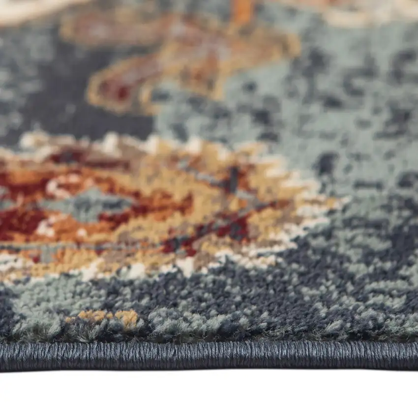 Teal Blue Oriental Power Loom Area Rug Photo 6
