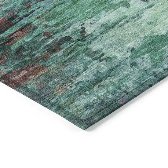 Teal Blue Pale Aqua And Plum Abstract Washable Indoor Outdoor Area Rug Photo 9