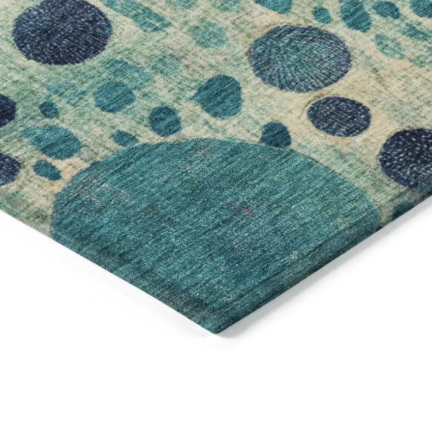 Teal Blue Pink And Orange Geometric Washable Indoor Outdoor Area Rug Photo 9