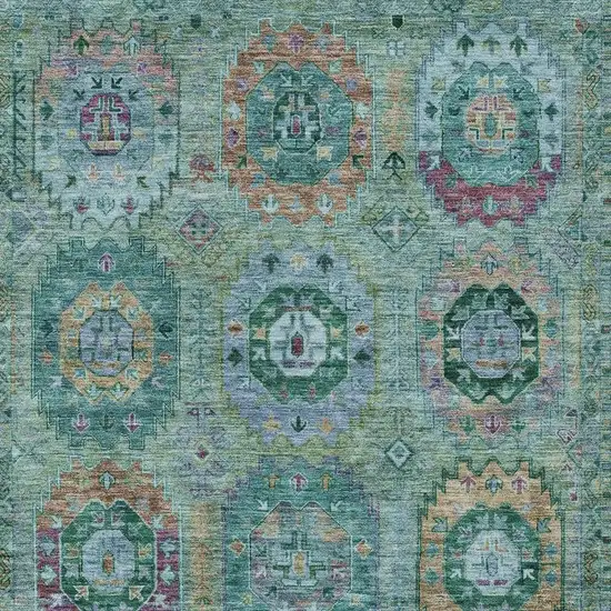 Teal Blue Purple And Gold Medallion Washable Indoor Outdoor Area Rug Photo 7