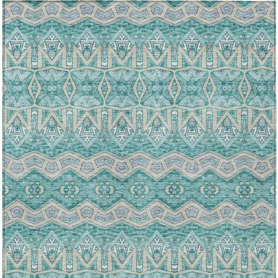 Teal Blue Purple And Gray Moroccan Washable Indoor Outdoor Area Rug Photo 6