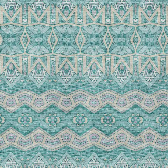Teal Blue Purple And Gray Moroccan Washable Indoor Outdoor Area Rug Photo 6