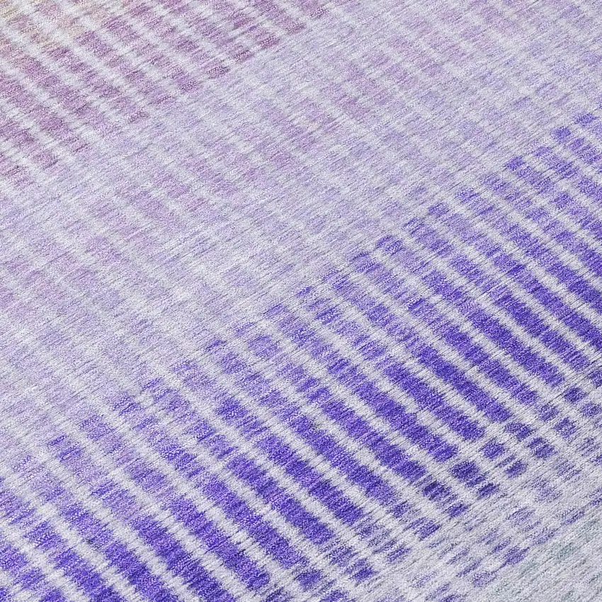 Teal Blue Purple And Gray Striped Washable Indoor Outdoor Area Rug Photo 9