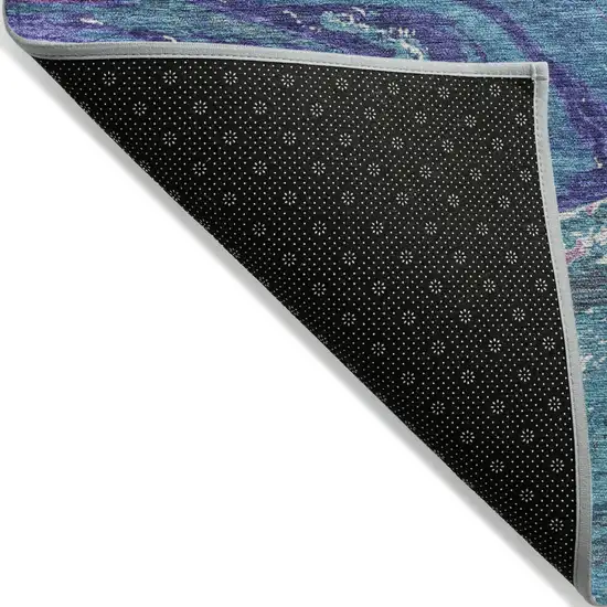 Teal Blue Purple And Pink Abstract Washable Indoor Outdoor Area Rug Photo 3