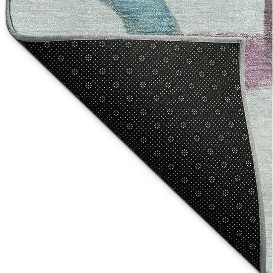 Teal Blue Red And Mauve Abstract Washable Indoor Outdoor Area Rug Photo 9