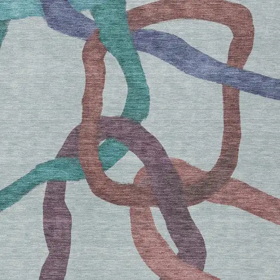Teal Blue Red And Mauve Abstract Washable Indoor Outdoor Area Rug Photo 2